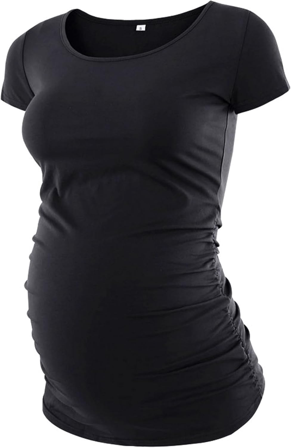 Liu & Qu Women's Maternity Classic Side Ruched T-Shirt Tops Mama Pregnancy Clothes