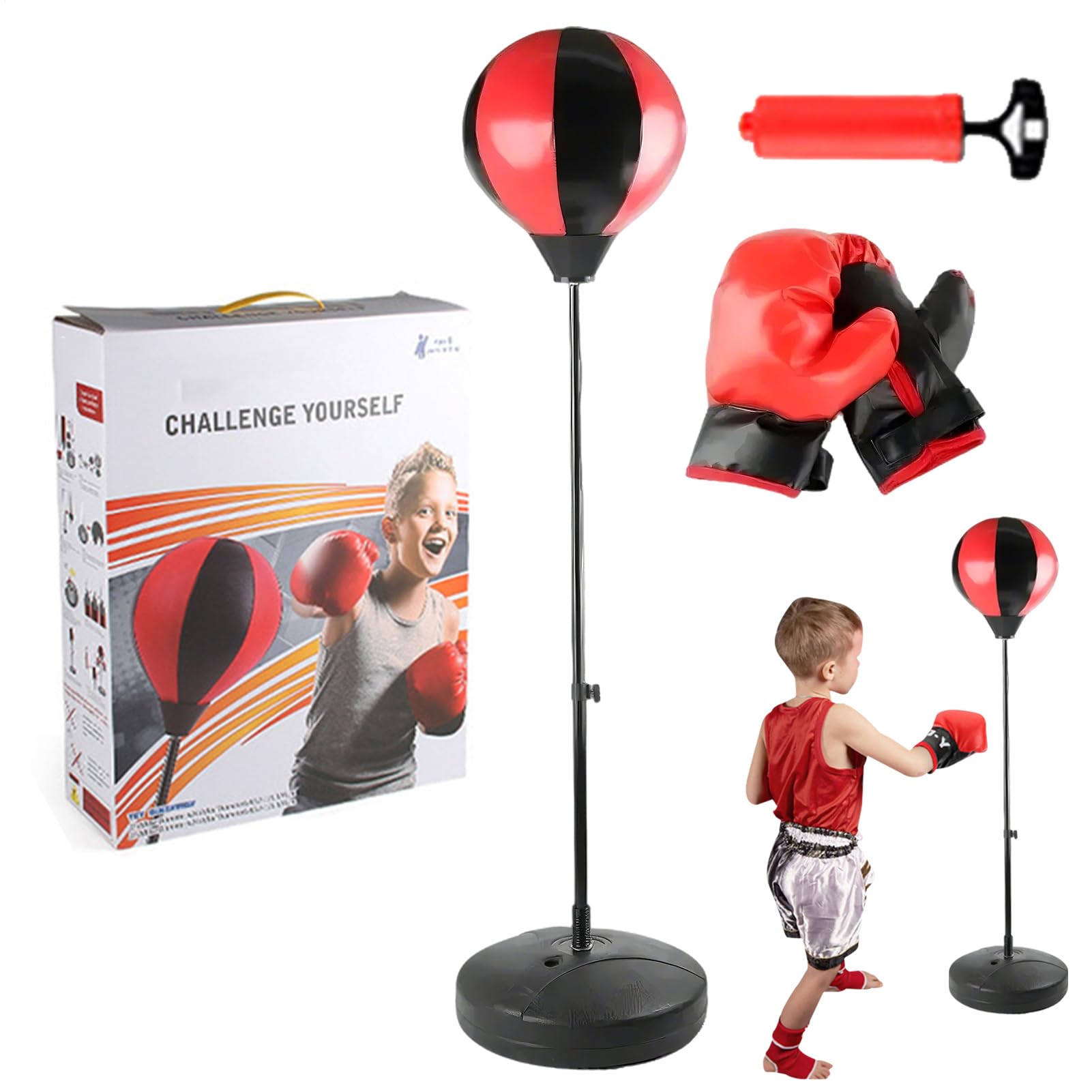 Punch Bag with Gloves - Punching Bag and Gloves for Teens | Punch Bag Equipment Set | Punching Bag with Adjustable Height Stand for Adults Over 13 Years Old Teenager| Kids