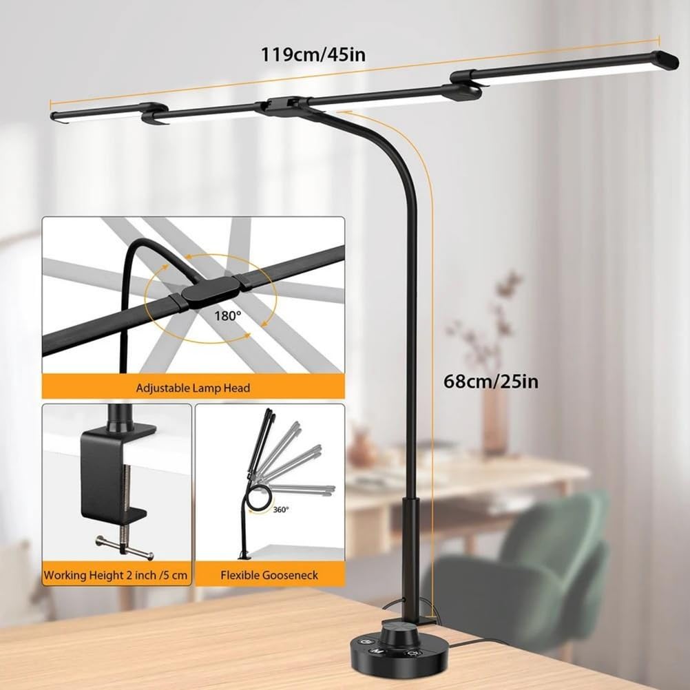 Lampe De Bureau À Pince avec 4 Têtes LED pour Le Soin des Yeux