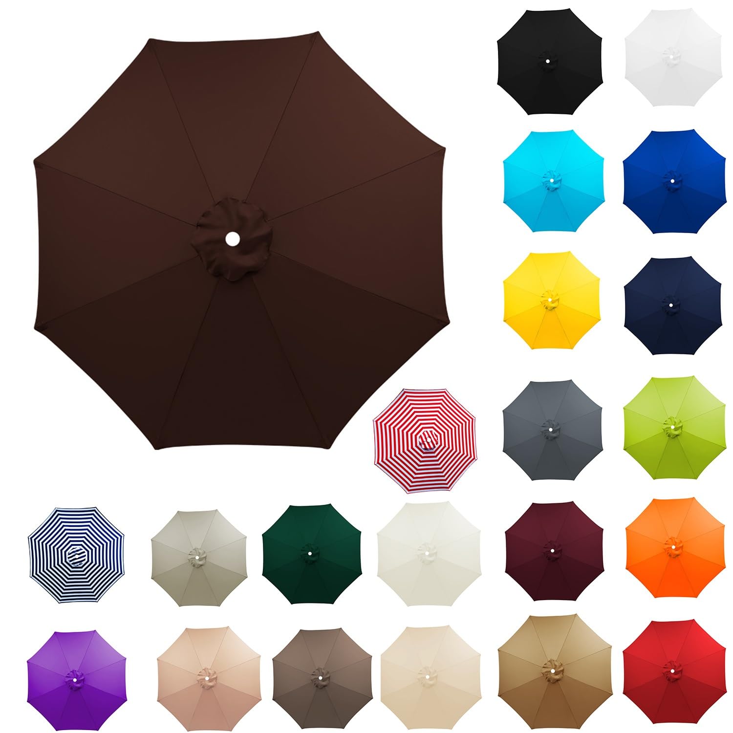 Replacement Parasol Canopy For 8 Arms, Strong and Thicck Garden Umbrella Replacement Cover, UV Protection Waterproof, Umbrella Covers For Garden Deck Backyard Pool(Coffee,230cm)
