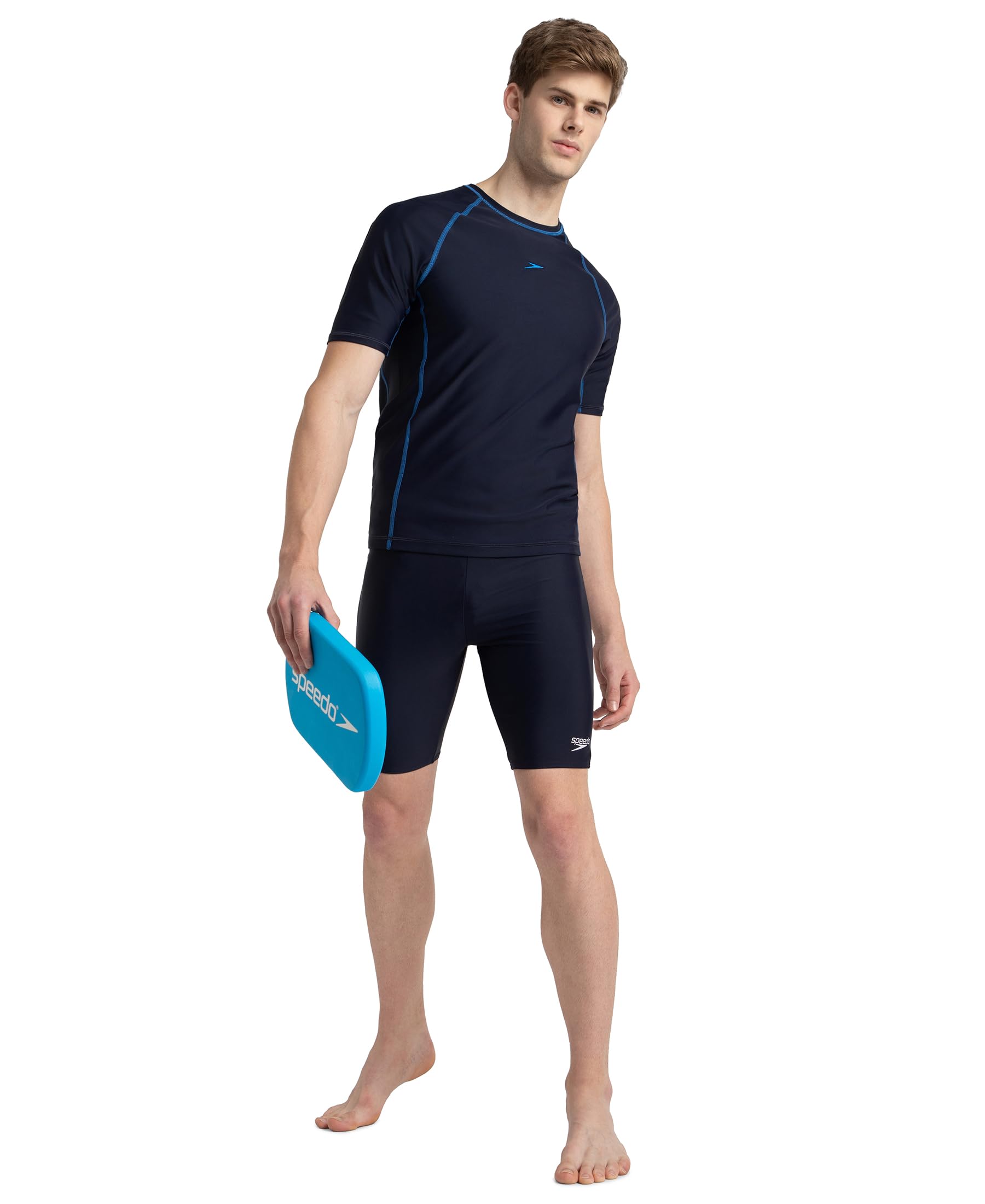 Speedo Men's Endurance10 Short Sleeve Suntop - True Navy & Turkish Sea 1