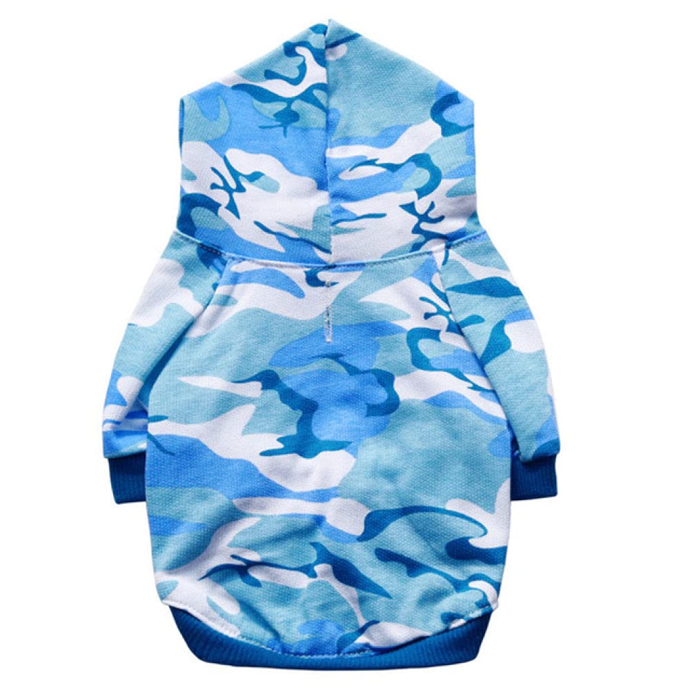 Sweat à capuche d'hiver pour chien bleu taille L - Vêtement camouflage chaud