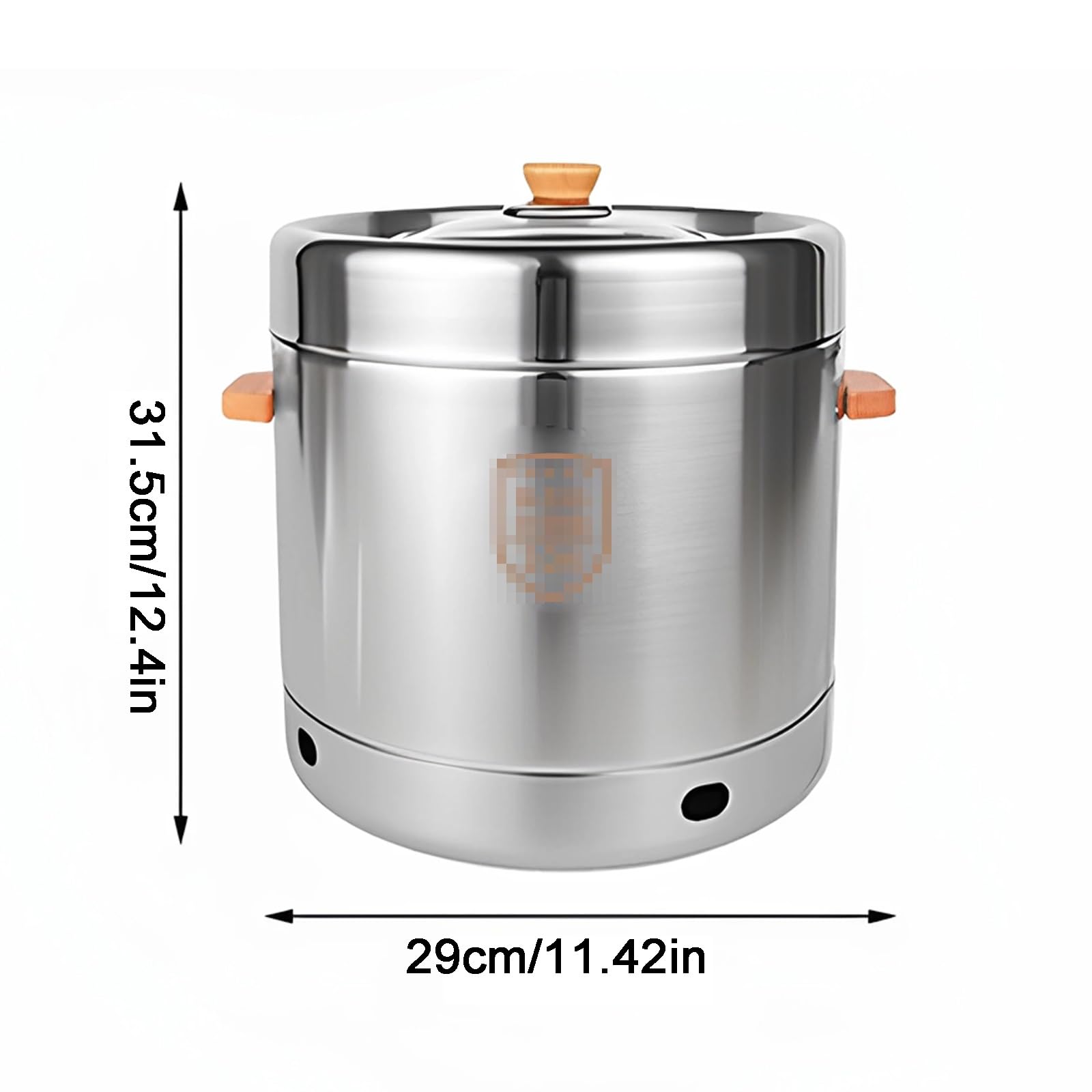 Affumicatore Compatto, Barbecue Portatile Smontabile, con Manico in Legno Coperchio in Vetro, Acciaio Inox Alimentare 304 da Esterno Giardino Campeggio
