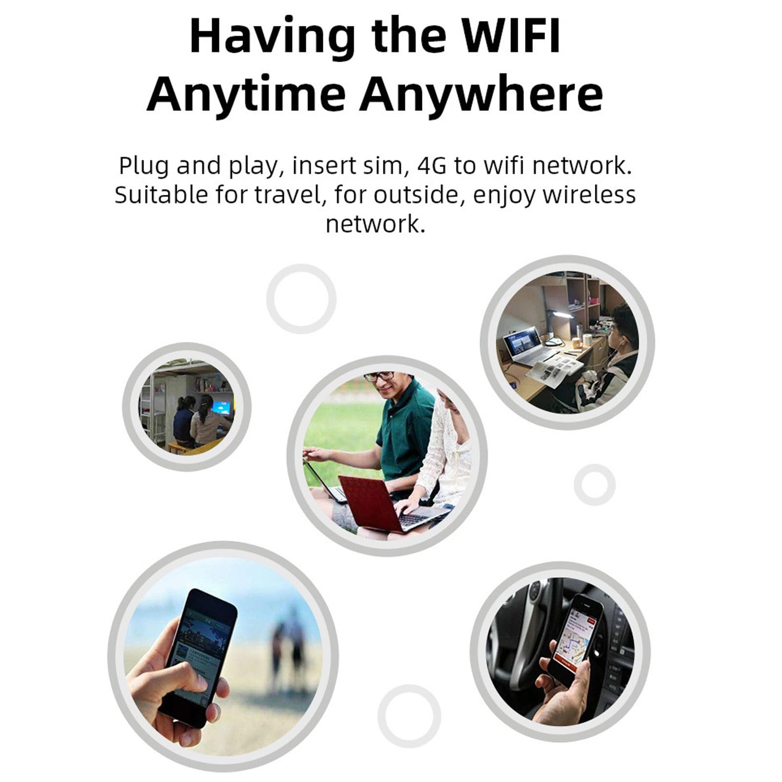 Módem USB 4G LTE Portátil con Ranura para Tarjeta SIM, Alta Velocidad para 8 Usuarios, Compatible con TDD y FDD LTE, WCDMA, HSPA+, Redes GSM, Punto de Acceso de Viaje