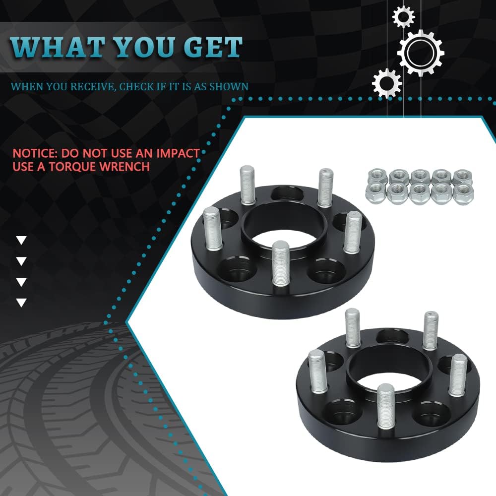 1in Hubcentric Spacers 5x114.3mm (70.5mm Hub Bore, 1/2x20 Studs) 5x4.5" to 5x4.5" Wheel Spacers Adapter 25mm FITS Ford Explorer Mustang Ranger Crown Victoria, Lincoln Mark VII, Mazda B2500 B3000