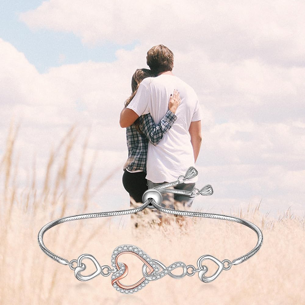 Fenthring Heart Infinity Bracelets for Women Infinity Sterling Silver Bracelet Love Mother Daughter Mothers Day - Image 7