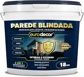 Parede Blindada Euro Decor Tinta Emborrachada Fácil Aplicação Proteção Contra Infiltrações (Branco, 18 Kg)