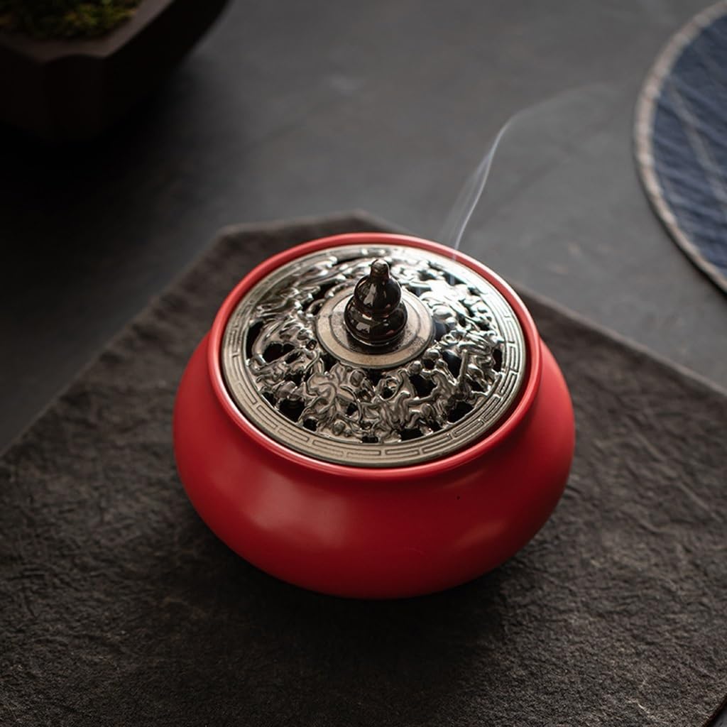Quemador de incienso de reflujo Quemador de incienso, soporte de incienso de cono de cerámica, incensario de porcelana adecuado for bobina/torre, for meditación de Yoga de oficina en casa Quemador de