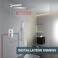 Vista 9 de Aolemi Juego de Grifo de Ducha Sistema de Ducha de Lluvia con Aspersor de Mano Juego de Ducha de Baño Válvula de Instalación y Kit de Molduras