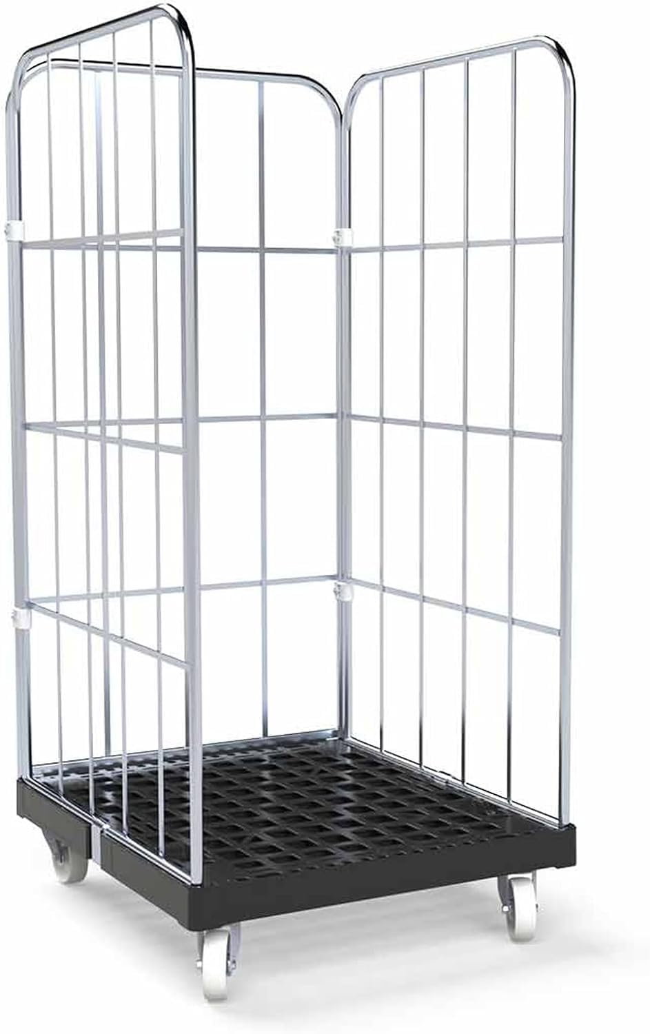 Contenitore a rotelle a 3 lati, carrello con ruote per trasporto e stoccaggio, portata 500 kg, robusto e facilmente orientabile, carrello con 724 x 815 x 1830 mm (verde traffico)