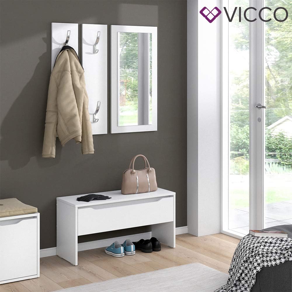 Panca Scarpiera Vicco Ruben - Bianco, 40x40 Cm Con Cassetto - Foto 4