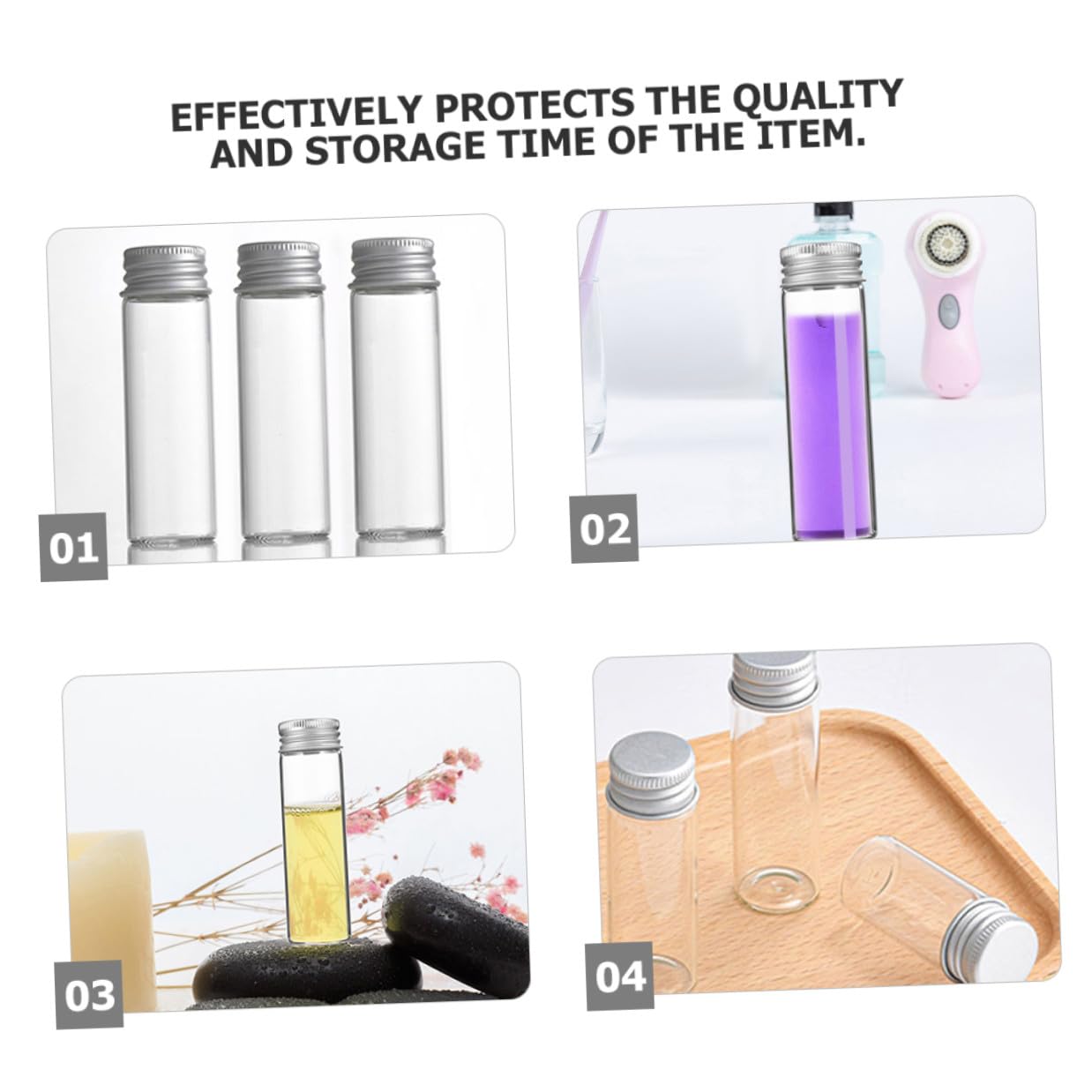 Glasfläschchen Transparente Kleine Fläschchen 30 Stück Einfache Beobachtung und Hohe Dichtigkeit mit Aluminium Schraubverschluss 50ml für Laborproben und Selbstgemacht Projekte