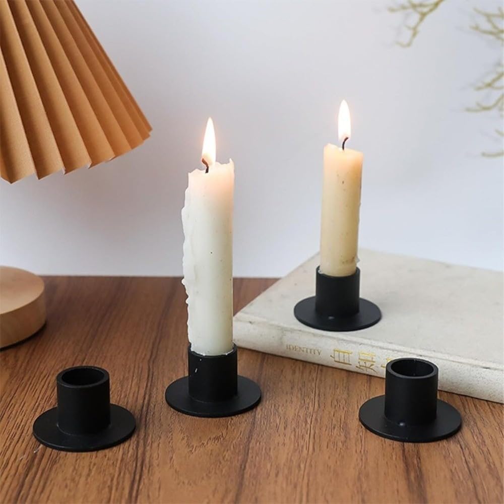 4 Pcs Black Iron Candle Holders Farmhouse Decor Retro Candelabras for Home Wedding Party Anniversary Housewarming Gift