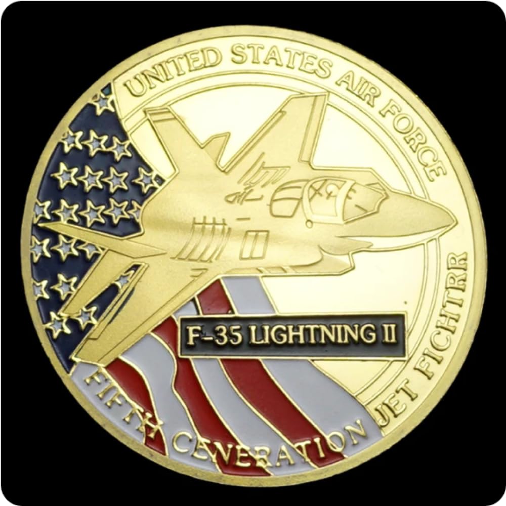 REIWAN Commemorative Coin Us Air Force F-35 Fighter Challenge Coin Gold Plated Commemorative Coin Collectible Coin