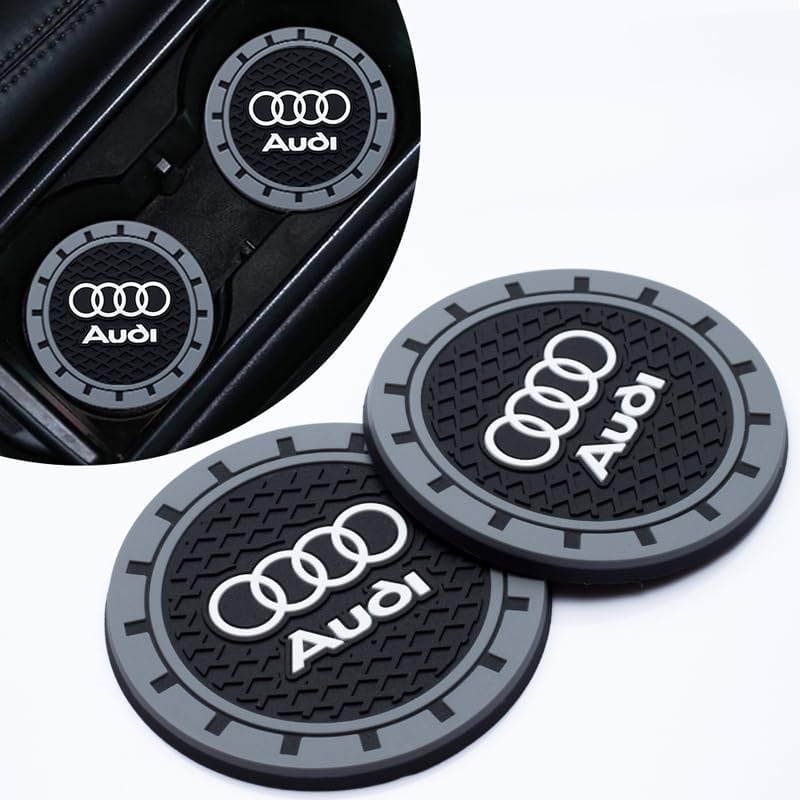 2 Stück Auto Getränkehalter Untersetzer aus Silikon für Audi A1 A3 RS3 A4 A5 A6 A7 RS7 A8 Q3 Q5 Q7 R8 S Series, Universale Cup Holder Matten,rutschfeste Auto Innenraum Accessoires