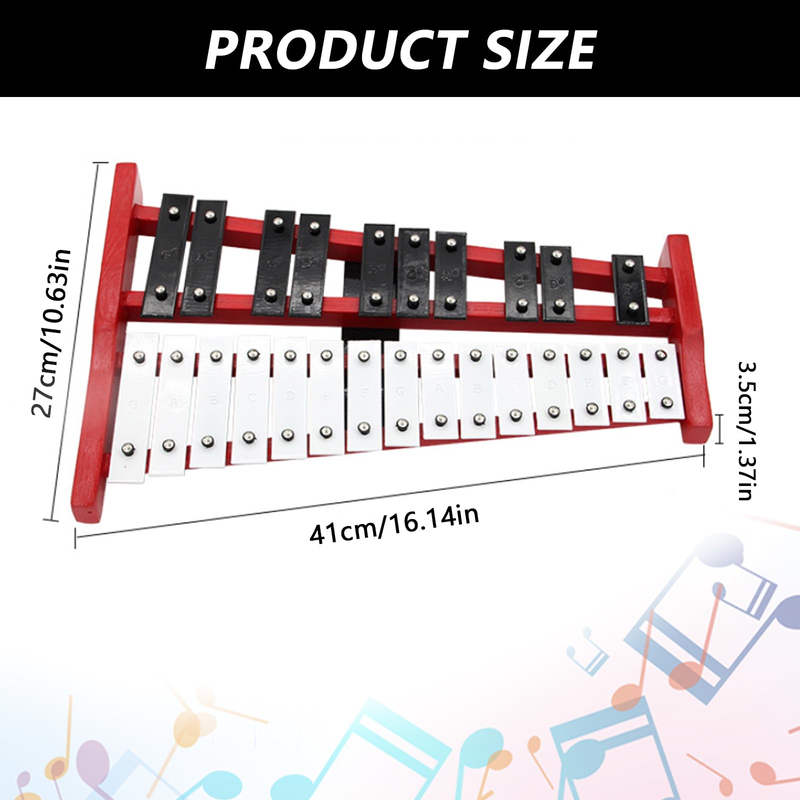 25 Note Di Carillon Xilofono, con Tasti In Metallo E Base In Legno, Percussioni A Mano, con 2 Bacchette, Portatile, Strumento A Percussione, Strumento Musicale Per Ragazzi E Adulti