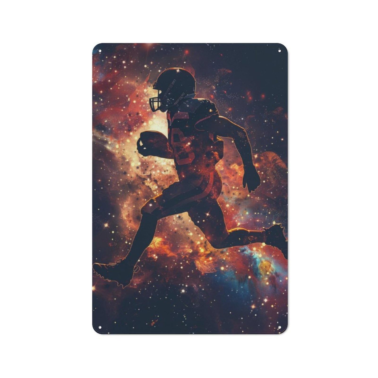 Junmoney Rugby Galaxy Silhouette Retro Metal Sign With Design 30X20cm, Retro Old Style Wall Plaque For Kitchen, Hallway, Bar Or Small Cafe
