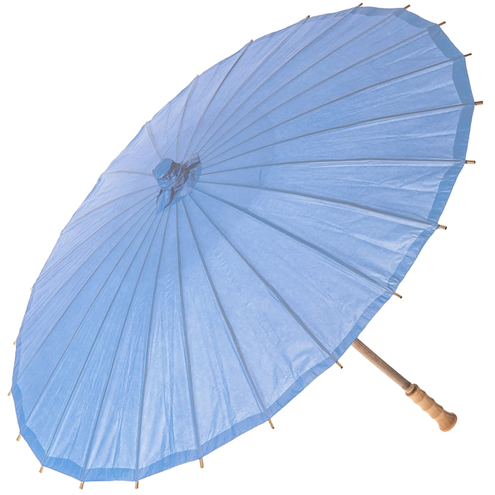 Brolliesgalore Blue Chinese Paper And Bamboo Parasol With Elegant Handle - Serenity