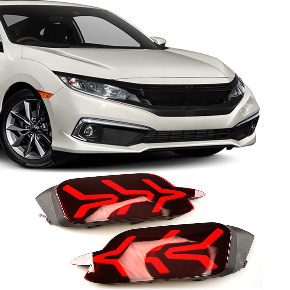 2PCS LED Rear Bar Light Brake Warning Light Rear Tail Light Fog Light Modified Decorative Accessories for Honda Civic 2017-2019