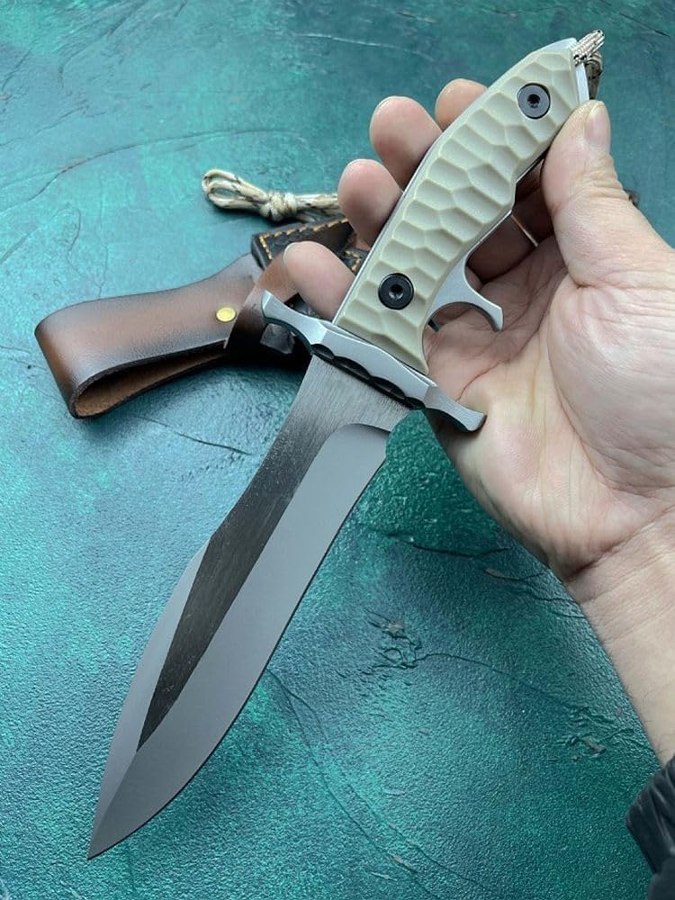 Generisch TEERMA ES8 Integriertes geschmiedetes gerades Messer im Freien mit fester Klinge, Überlebensmesser, Jagdmesser