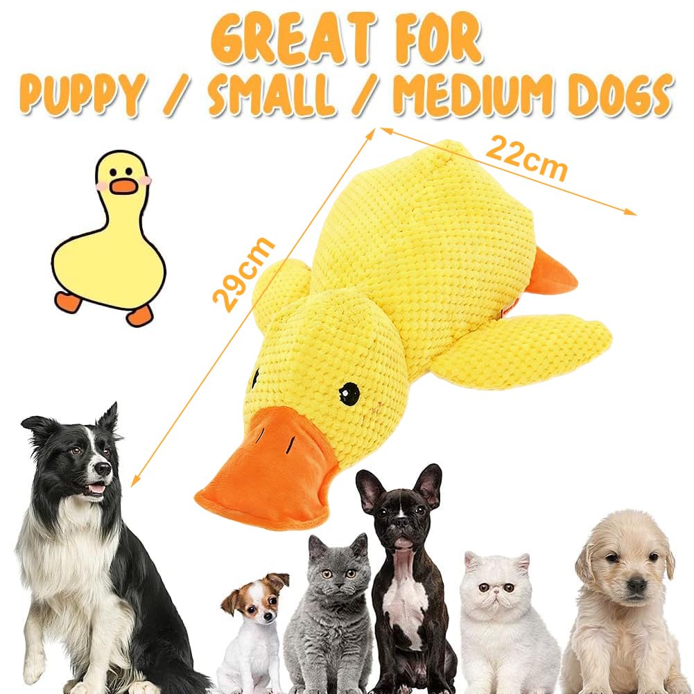 Anatra Antistress Per Cani – Peluche Con Squeaker, 25x22 Cm, Gialla, Resistente, Adatta A Taglie Piccole, Medie E Grandi