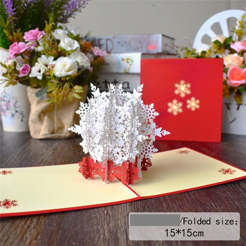 Glückwunschkarte 3D Schneeflocke Popupkarten Weihnachten Geschenke Frohe Weihnachten Neujahrsfeiertag Grußkarten Handmade (10 Packung)