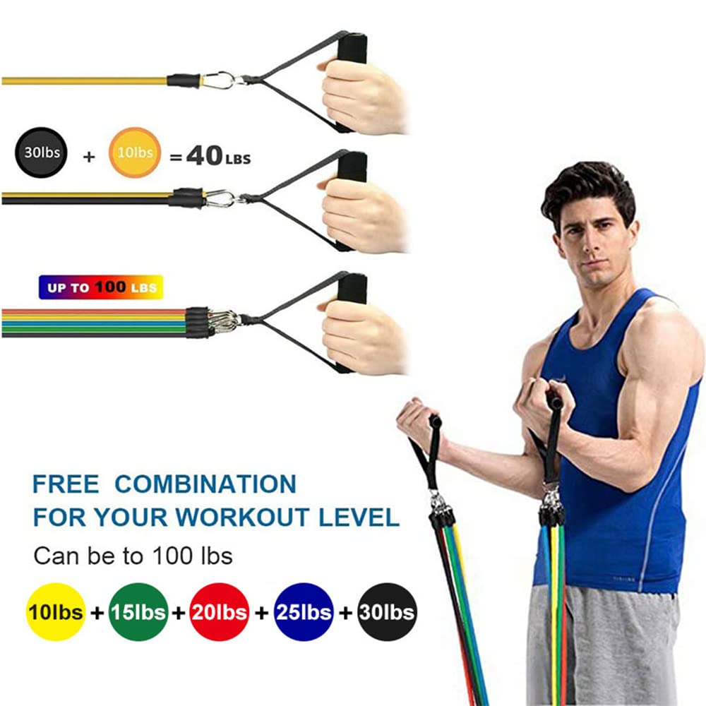 11Pezzi Set Latex Pull Rope Resistance Bands Indoor Portable Fitness Equipment Cinturino alla Caviglia Esercizio Allenamento Expander Fascia Elastica
