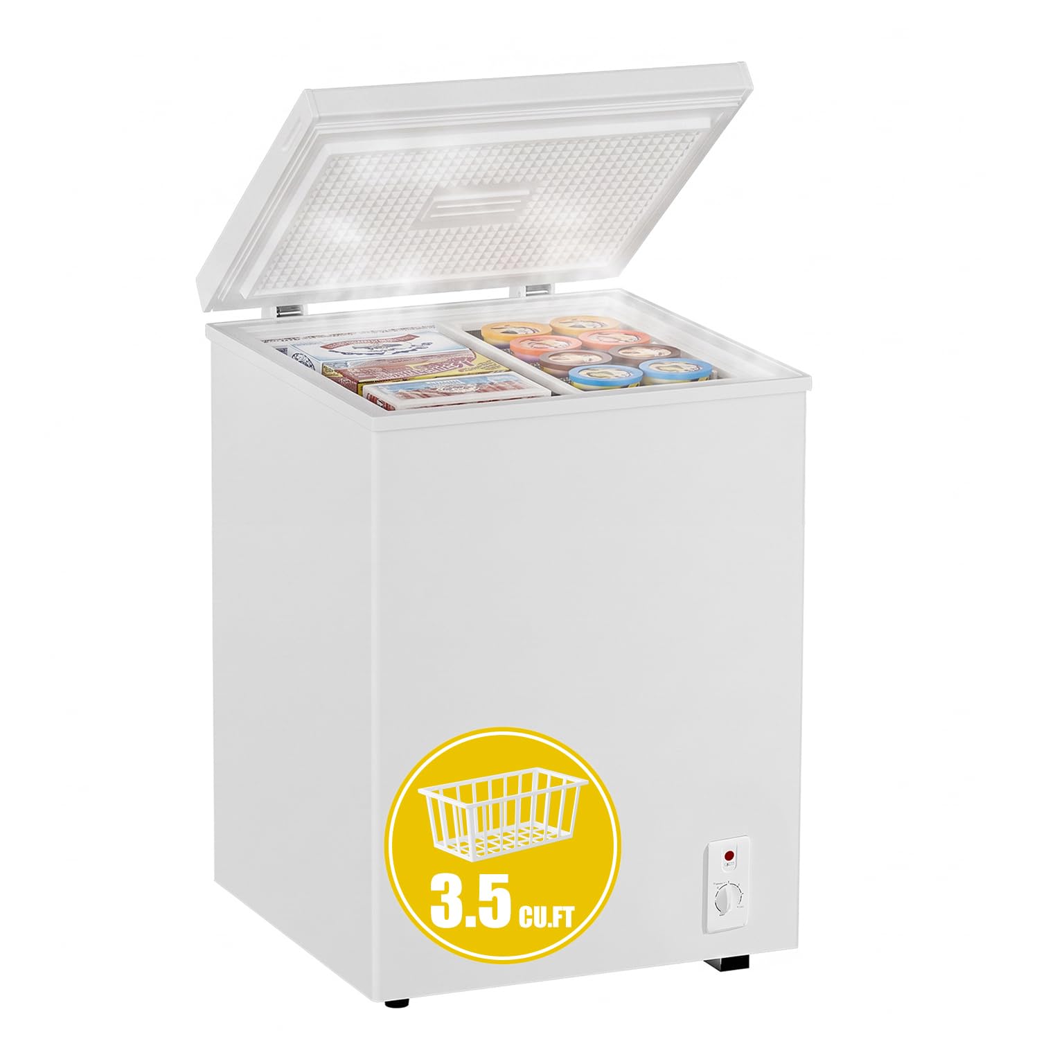 BODACIOUS 3.5 Cu. Ft. Compact Chest Freezer, Deep Freezer w/Removable Basket, White