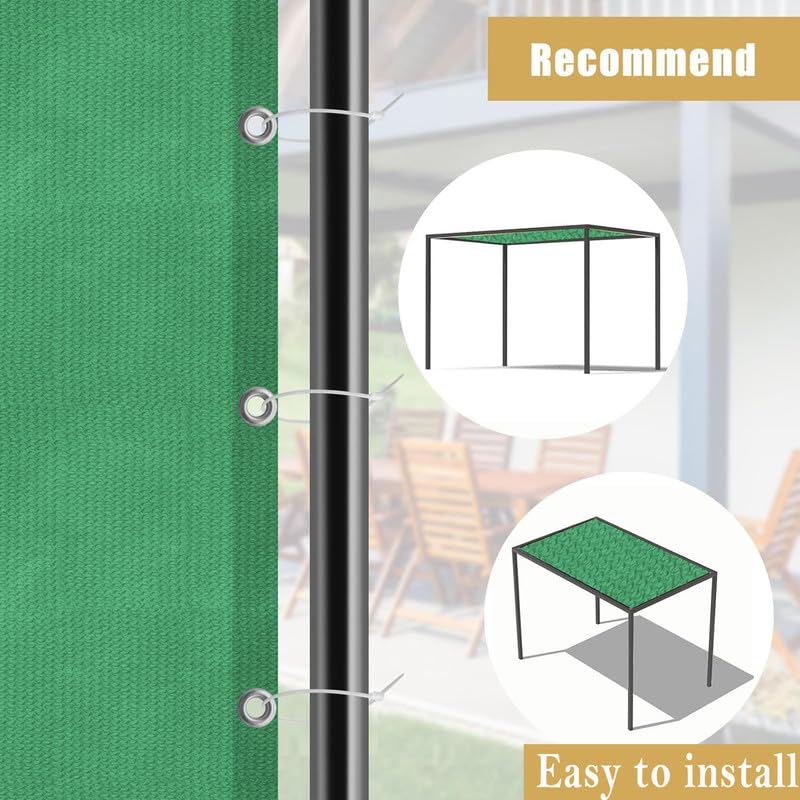 Image of MetDeals HDPE Knitted Balcony Sun Shade Sail Canopy Cover for Outdoor, Garden & Terrace|UV & Sun Protection with Rustproof Eyelet & Cable Tie for Easy Installation(Green, 14x10 Ft)(Pc 1)