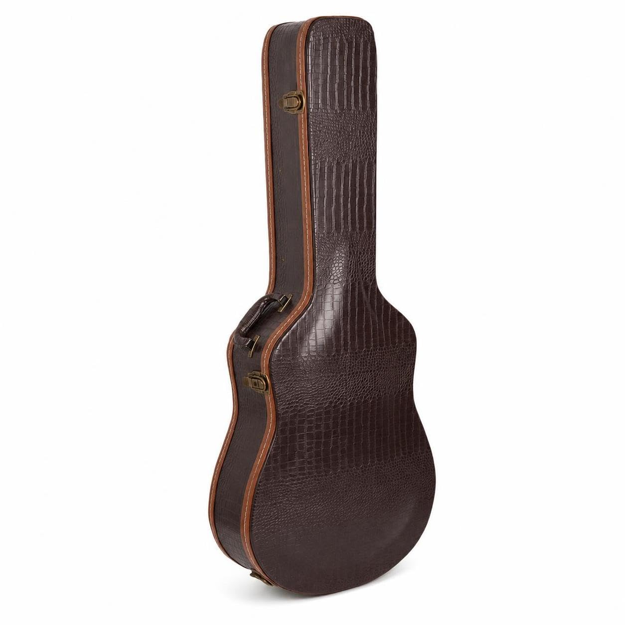 Custodia Rigida per Chitarra Acustica 41 Pollici, Valigetta Protettiva Impermeabile, Marrone con motivo a coccodrillo
