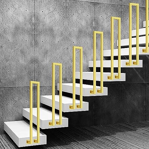 Rambarde d'escalier à fixation latérale en métal doré robuste 95cm编 - 8