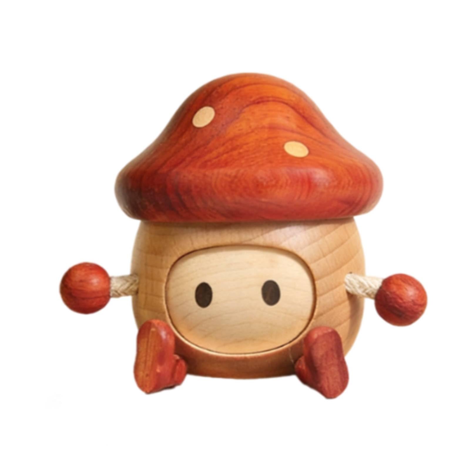 Boîte en bois champignon sur la coiffeuse pour ranger vos secrets