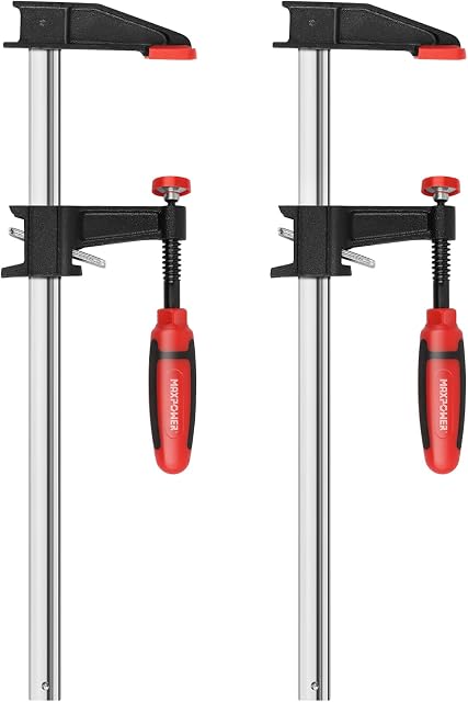 F Clamps Set 12-Inch/300mm, MAXPOWER 2-Pack Heavy Duty Bar Clamps Set Quick-Release Woodworking Clamps for Carpenters
