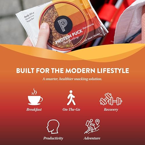 Vista 10 de Protein Puck Barras a base de plantas Snacks con 0.56 oz de proteína vegana Sin gluten, sin lácteos, certificado Kosher sin OGM, barra saludable
