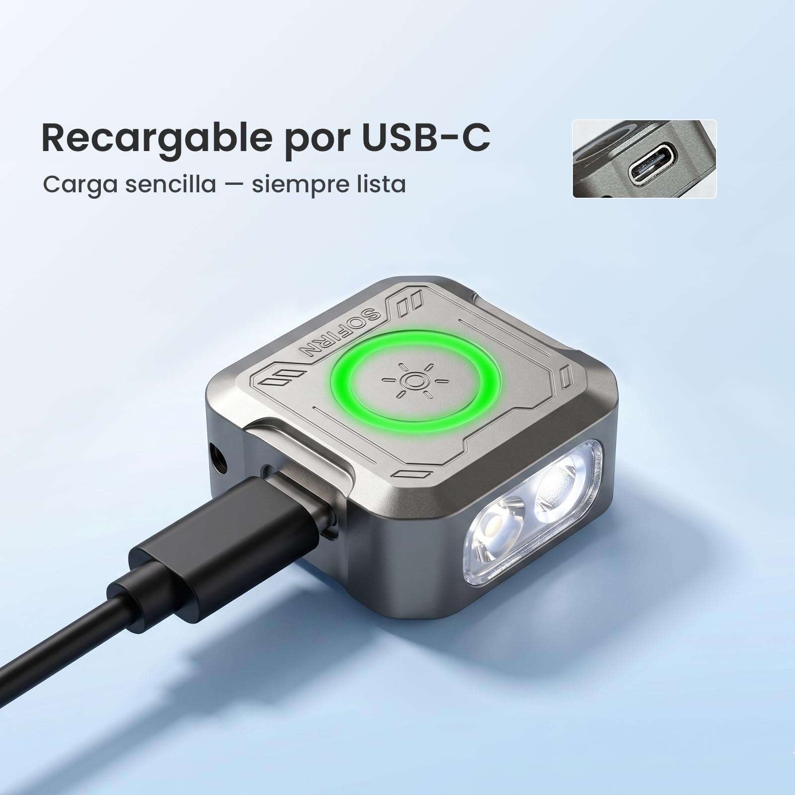 Sofirn SE1 Mini Linterna Llavero, Linterna EDC de 302 Lúmenes con Luz UV, Anillo RGB, Imán y USB-C, Recargable, Cuerpo Metálico CNC para Uso Diario, Emergencias, Camping y Exterior