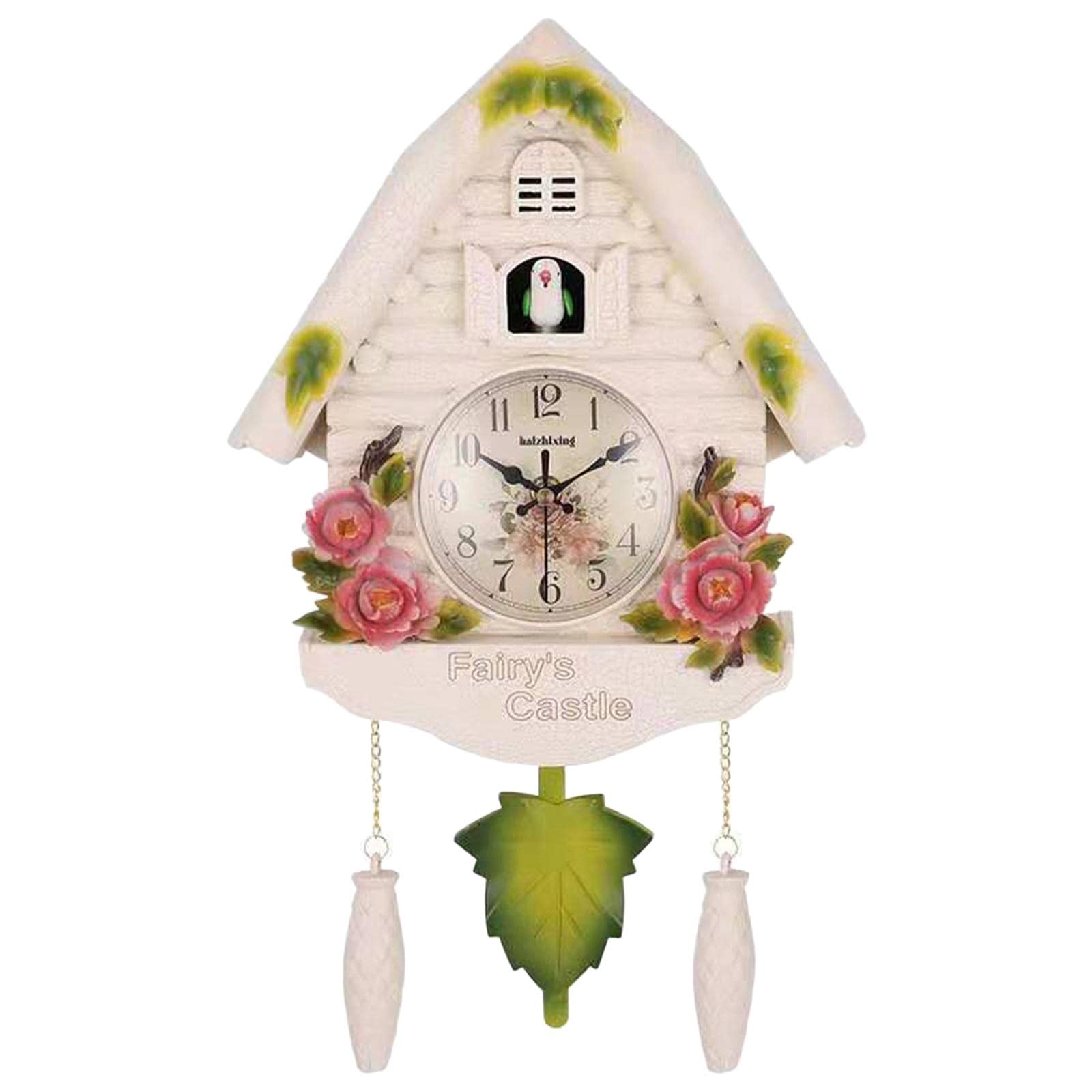 perfk Orologio da Parete a cucù in Resina Orologio da Appendere con Uccellino Senza ticchettio per Cucina, Camera da Letto, Bambini, B