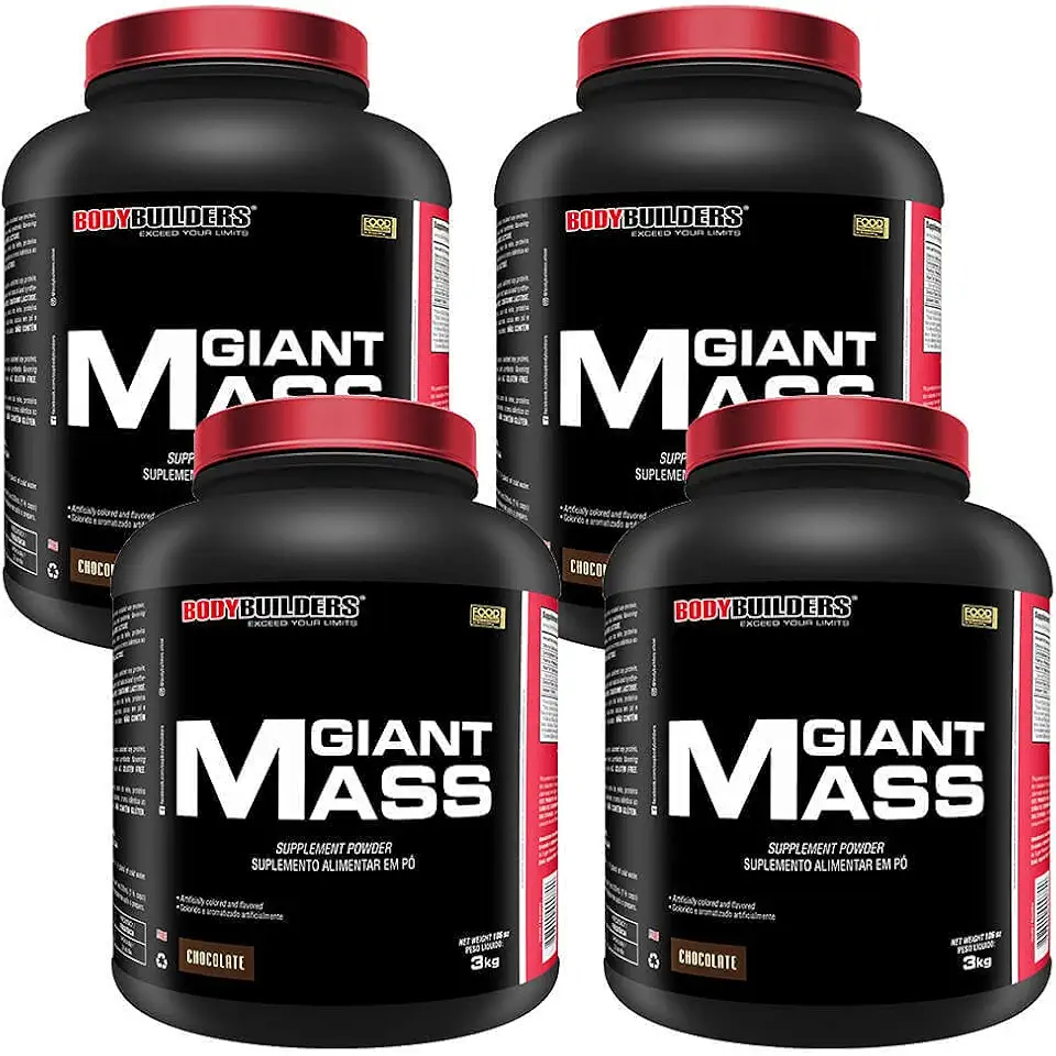 Kit 4x Giant Mass 3kg - Bodybuilders Sabor Chocolate
