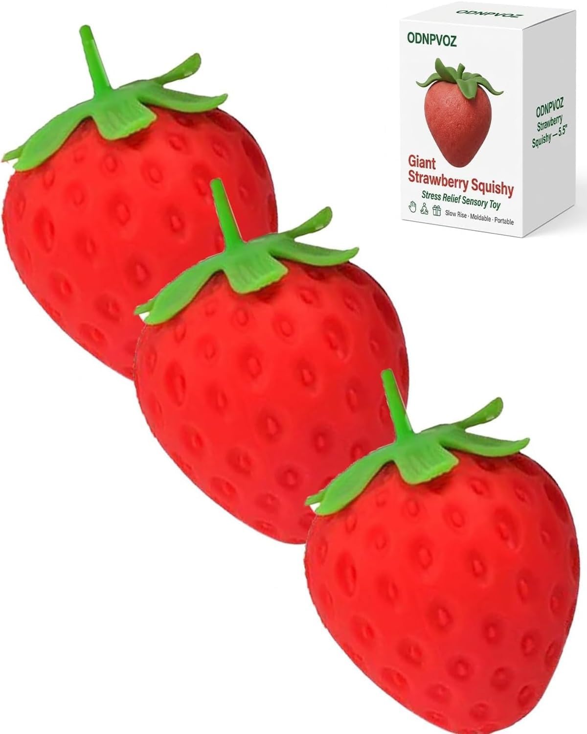 Giant Carrot/Strawberry/Dragon Fruit/BananaSquishy Stress Ball 4.5 Inch Jumbo Vegetable Slow Rise Sensory Fidget Toy Moldable Realistic Relaxing Easter Basket Stuffers Essentials(Strawberries,3pcs)