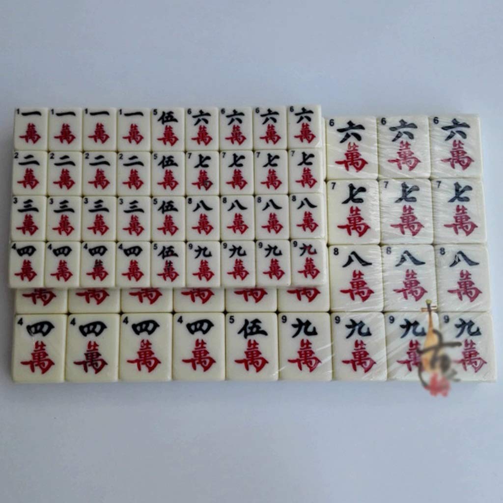 Chiński Mahjong z pudełkiem, mata, gra planszowa, gry karciane, 144 tradycyjne chińskie gry mahjong na rękę, nadaje się na imprezy, rozrywkę (rozmiar: 36 x 28 x 20)