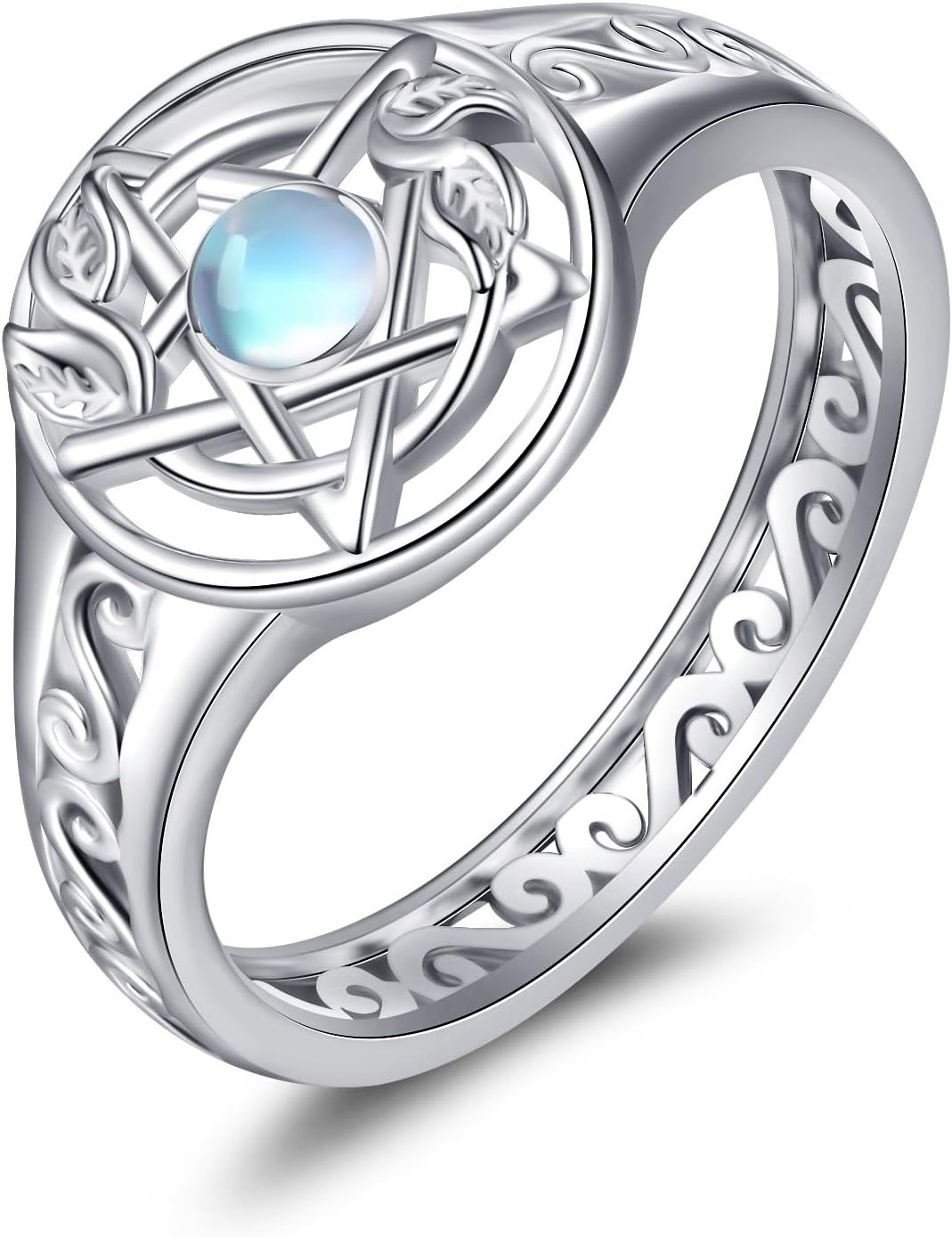 Amazon.com: CUPENDA Pentagram Pentacle Ring for Women Sterling Silver ...
