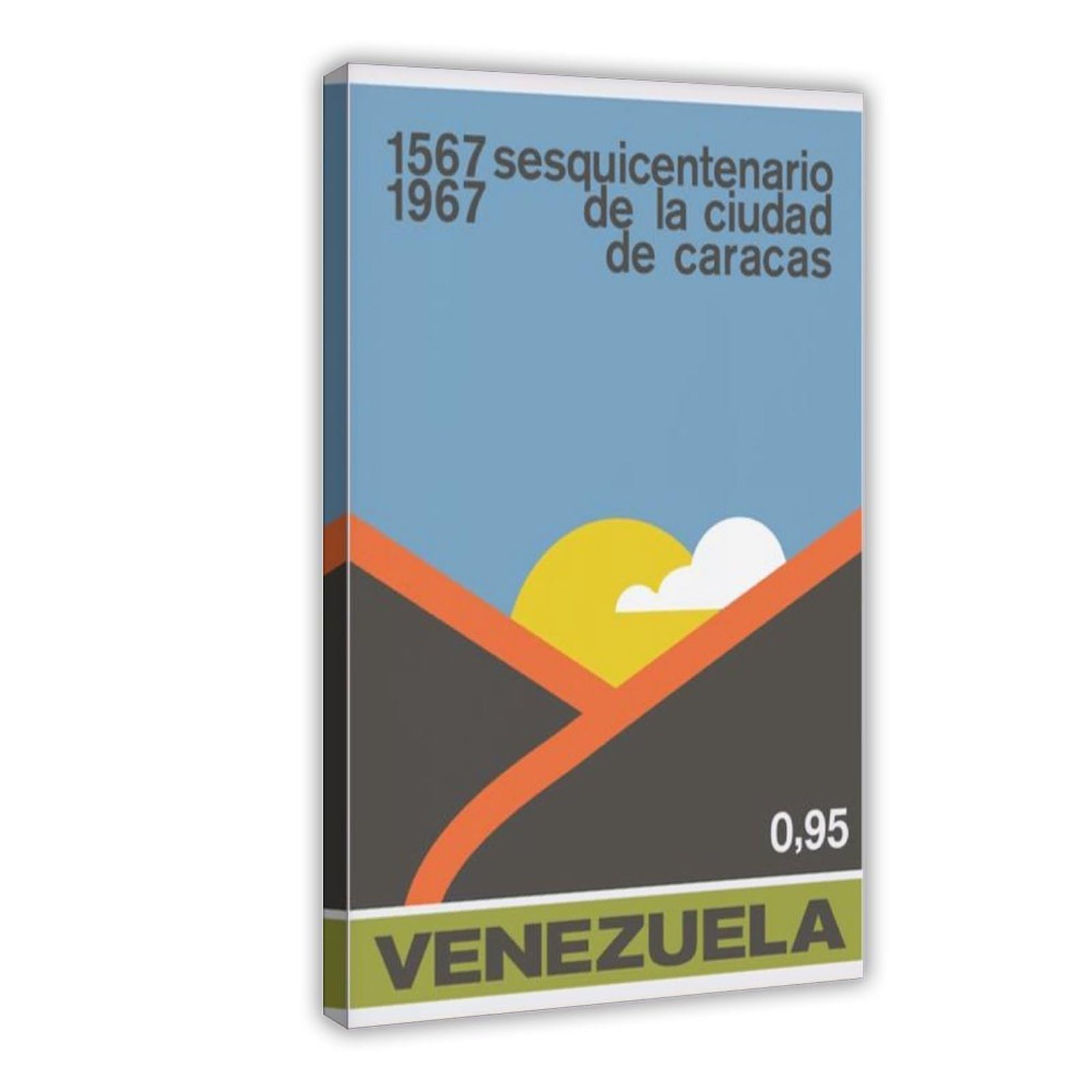 GJtyRFH Venezuela Caracas Mid Century Modern 1970s Style Valley Brazil Modernism (2) Canvas Modern Poster Wall Art Prints Paintings Living Room Bedroom Decor 12" L X 18" W