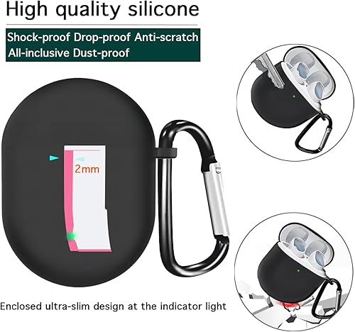 Miniatura 2 de USTIYA Funda para Mi Redmi Buds 3 Pro y AirDots 3 Pro Funda protectora de silicona con funda de llavero (negro)
