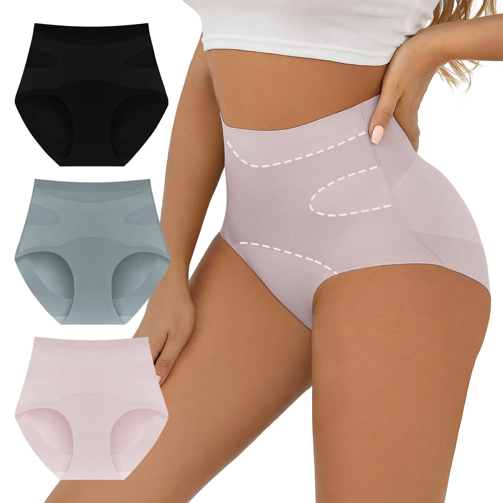 FallSweetNo Show Tummy Control Underwear for Women High Waisted Panties Comfy Briefs PackOEKO-TEX STANDARD 100