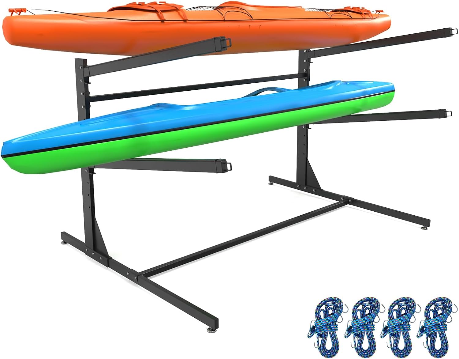 Kayak Storage Rack, Kayak Racks for Outdoor Storage, Heavy Duty Steel Adjustable Freestanding Kayak Stand for Kayak Paddleboard Surfboard for Indoor, Outdoor, Garage, Shed, Dock 2 Levels