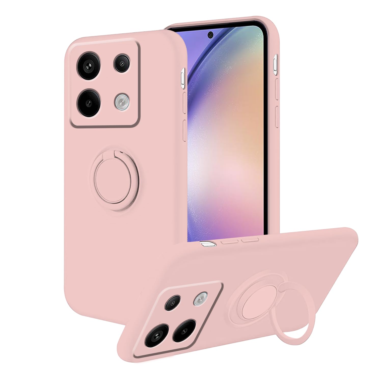 Hlgcokro Magnetic for Xiaomi Redmi Note 13 Pro 4G Case with Ring Stand, Phone Case for Redmi Note 13 Pro 4G Silicone Soft Slim Shockproof Phone Cover