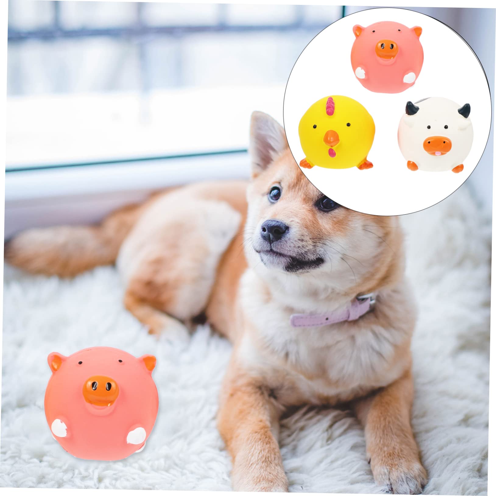 Angoily 9piezas Juguete para Perros De Látex Juguetes Masticables Squeak para Cachorros y Mascotas Incluye Cerdito Pollito y Vaca Seguro y Duradero