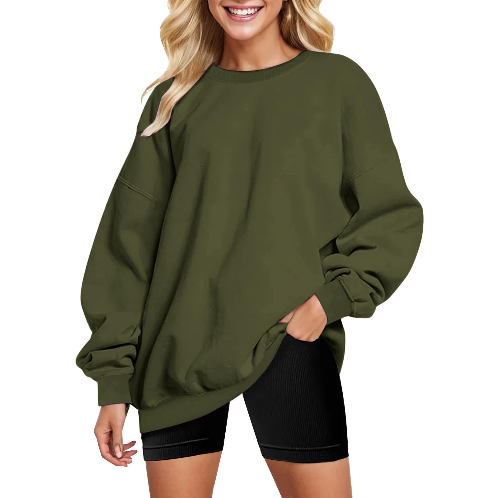 Haut ample femme décontracté vert armée idéal pour le cocooning