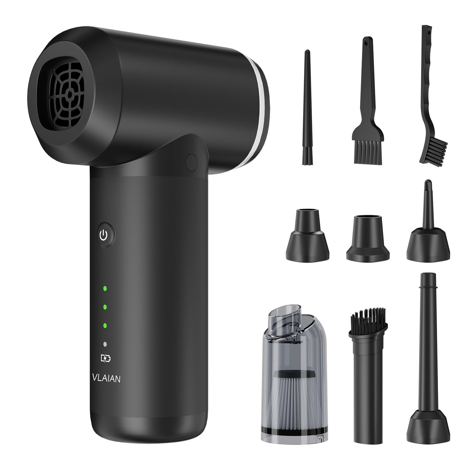 VLAIAN Compressed Air Duster,6000mAH 160000RPM Electric Air Duster,3-Speed Adjustable Mini Air Blower with Brushless Motor,2 in 1 Compressed Air Can