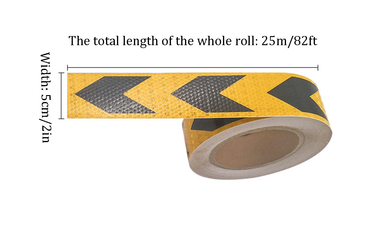 Cinta reflectante, cinta reflectante de señalización peligro, 5 cm x 25 m, impermeable, con vehículo por la noche, para instalaciones de transporte por carretera, vehículos y barcos. Recordatorio de