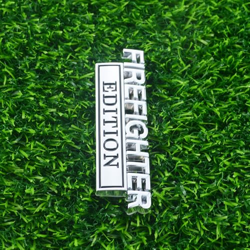 Image of 2pcs Firefighter Edition Emblem 3D Metal Decal Car Logo Badge Fit for Pickup Truck Car Truck Motorcycle 150 250 350 (Silver Black)